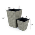 2 Pack Smart Self Watering Square Planter For Indoor And Outdoor Hand Woven Wicker Gray Gray Plastic Rattan