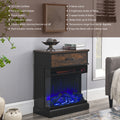 25 Inch Stand Side Table With 3 Sided Glass Electric Fireplace Powder Coated Electric Antique Black Vent Free Primary Living Space Yes Insert Wood Stainless Steel Glass Electric