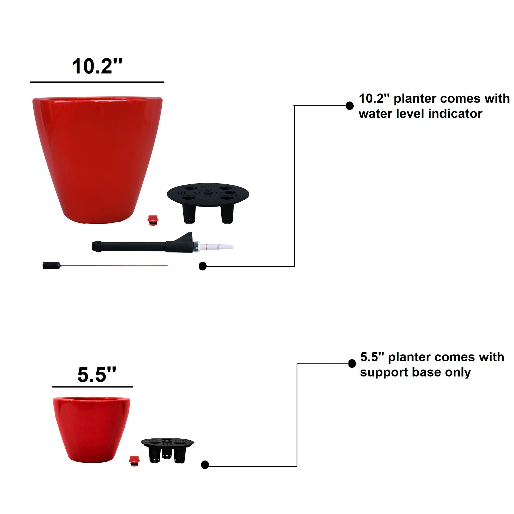 2 Pack Smart Self Watering Planter Pot For Indoor And Outdoor Red Round Cone Red Abs