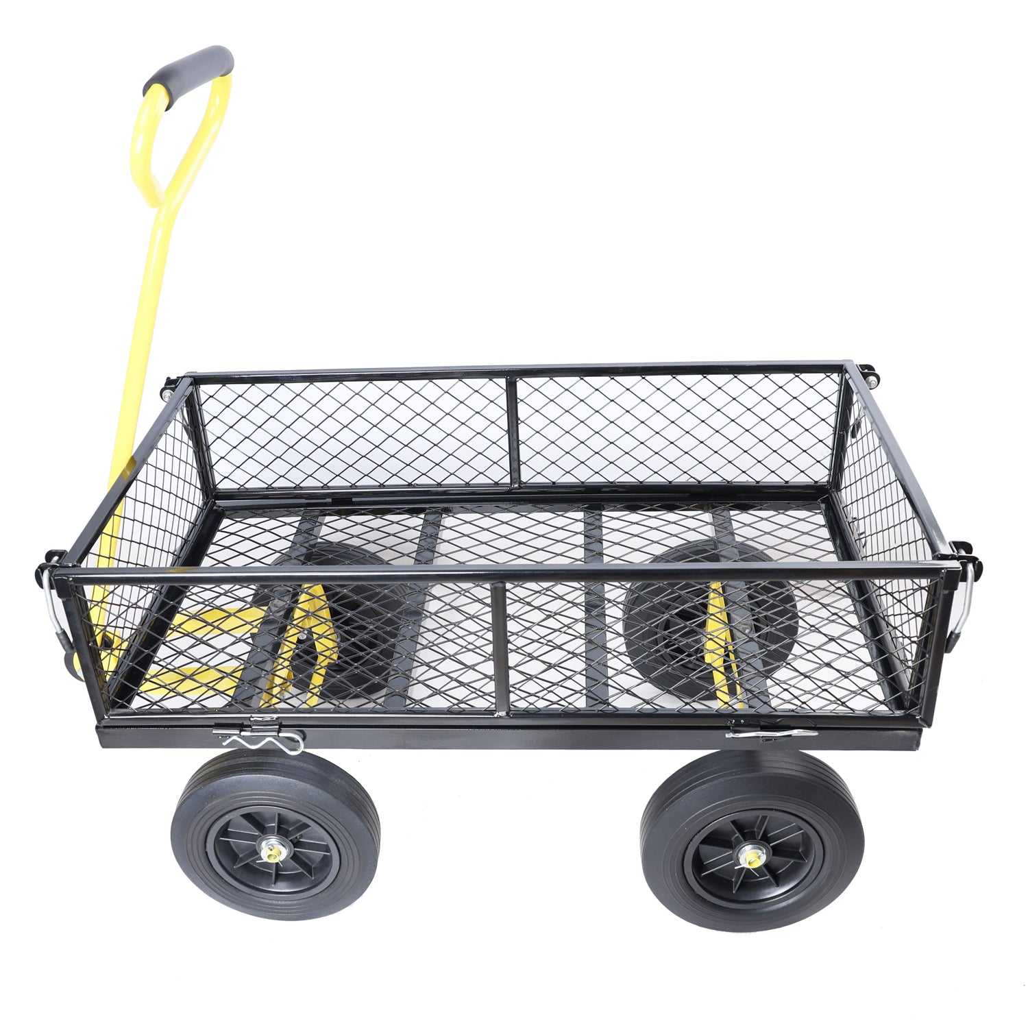 Black Yellow solid wheels wagon cart Solid wheels black-metal
