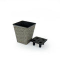 2 Pack Smart Self Watering Square Planter For Indoor And Outdoor Hand Woven Wicker Gray Gray Plastic Rattan