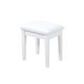 Vanity Stool Makeup Bench Dressing Stool With Cushion And Solid Legs,White White Mdf