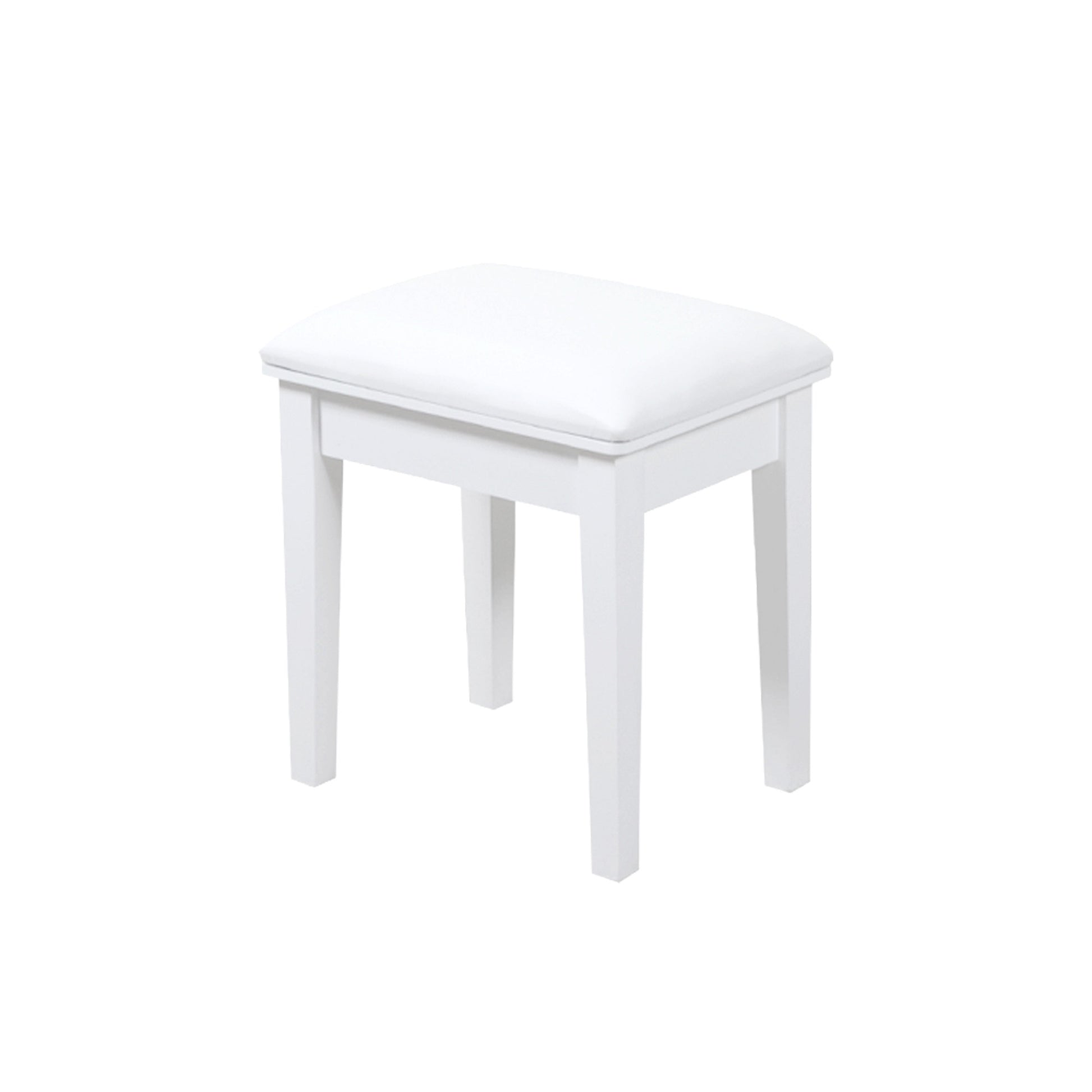 Vanity Stool Makeup Bench Dressing Stool With Cushion And Solid Legs,White White Mdf