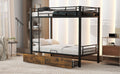 Metal Bunk Bed With Drawers, Twin, Black Twin Black Mdf Metal