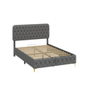 Queen Platform Bed Frame With Pneumatic Hydraulic Function, Velvet Upholstered Bed With Deep Tufted Buttons, Lift Up Storage Bed With Hidden Underbed Oversized Storage, Gray Queen Grey Velvet