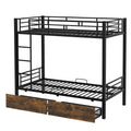 Metal Bunk Bed With Drawers, Twin, Black Twin Black Mdf Metal