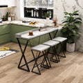 Modern Design Kitchen Dining Table, Pub Table With X Shaped Table Legs, Long Dining Table Set With 3 Stools, Easy Assemble, Gray Gray Mdf Metal
