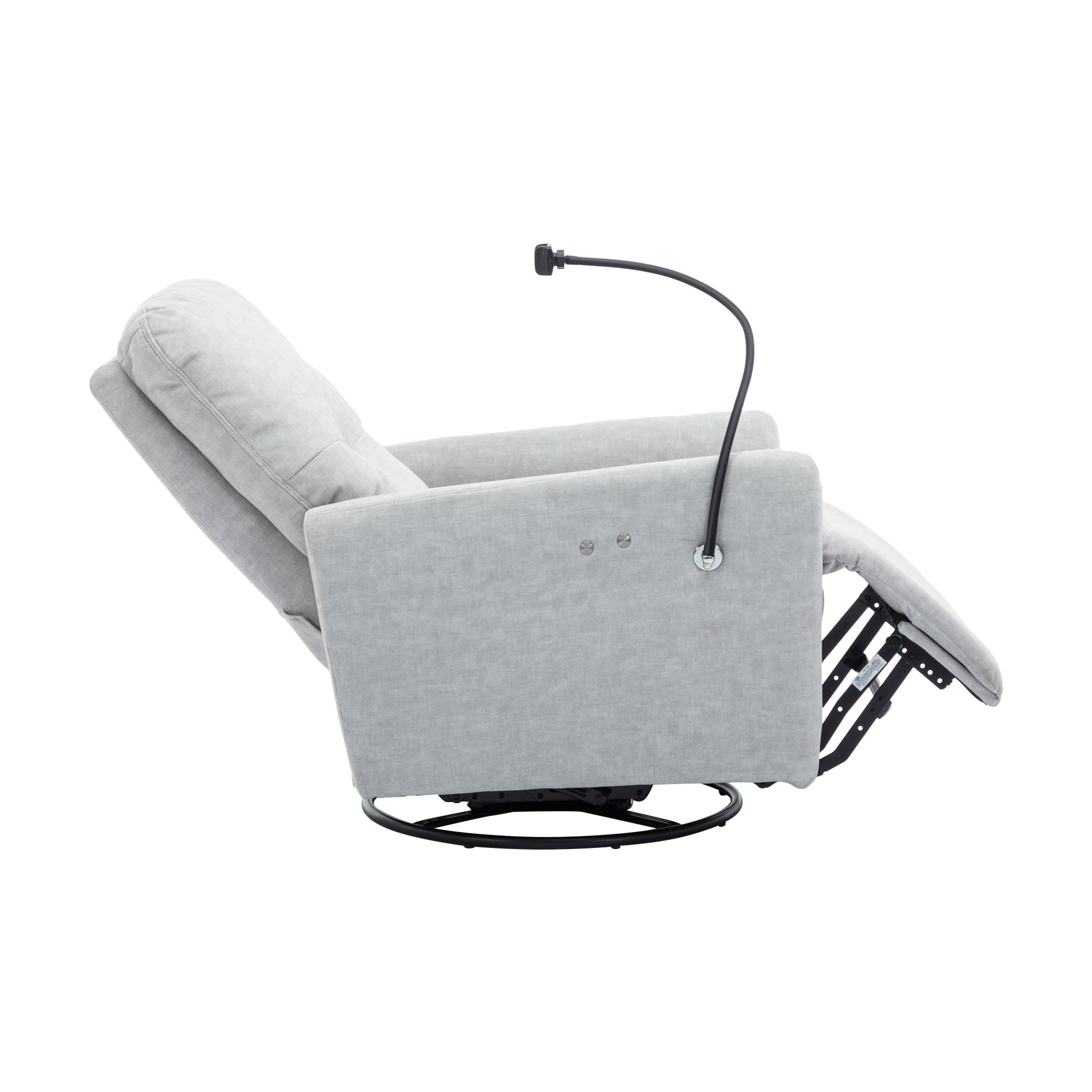 270 Degree Swivel Electric Recliner Home Theater Seating Single Reclining Sofa Rocking Motion Recliner With A Phone Holder For Living Room, Grey Grey Foam Polyester