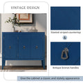 Accent Storage Cabinet Wooden Cabinet With Adjustable Shelf, Antique Gray, Entryway, Living Room, Study Room Navy Blue Mdf