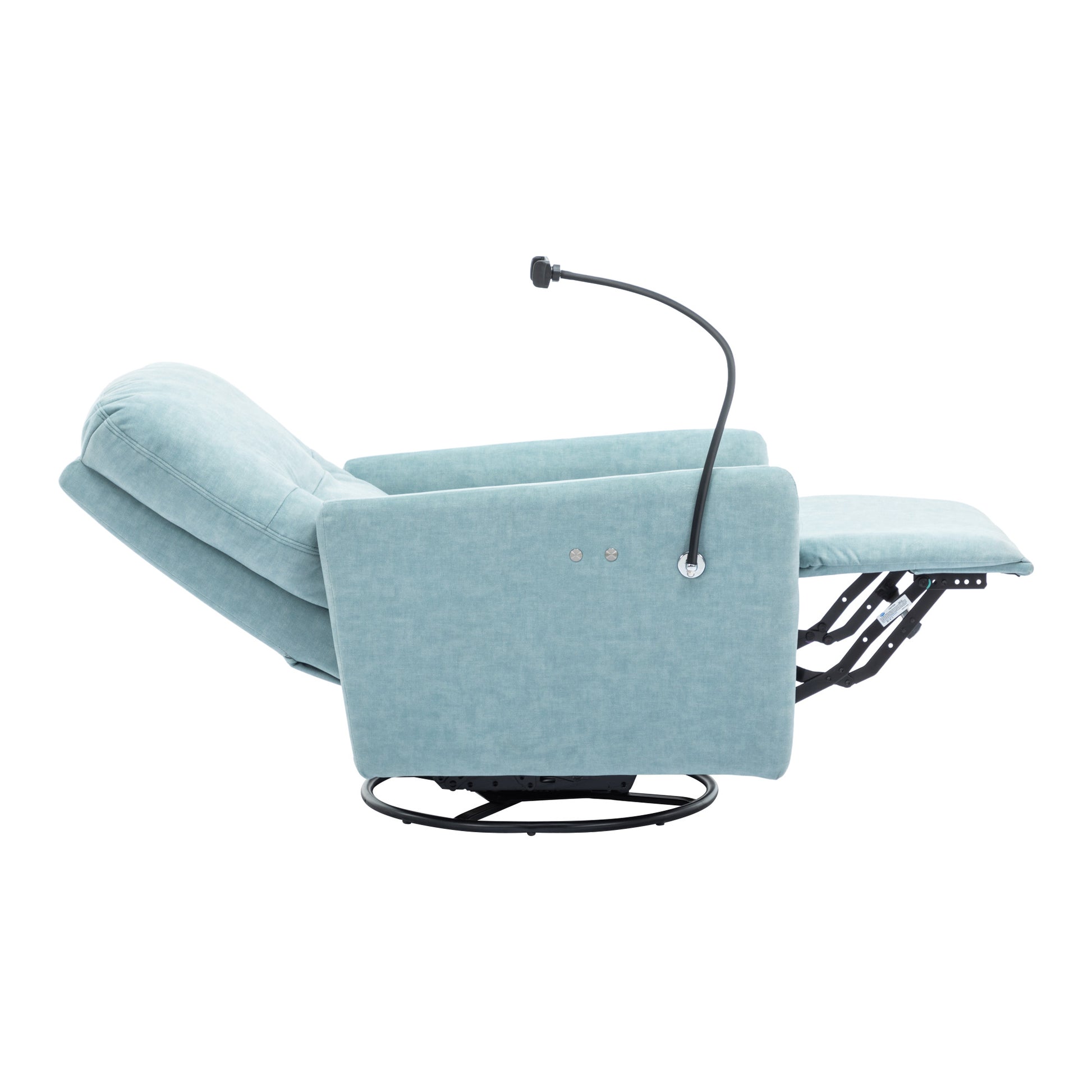 270 Degree Swivel Electric Recliner Home Theater Seating Single Reclining Sofa Rocking Motion Recliner With A Phone Holder For Living Room, Blue Blue Foam Polyester