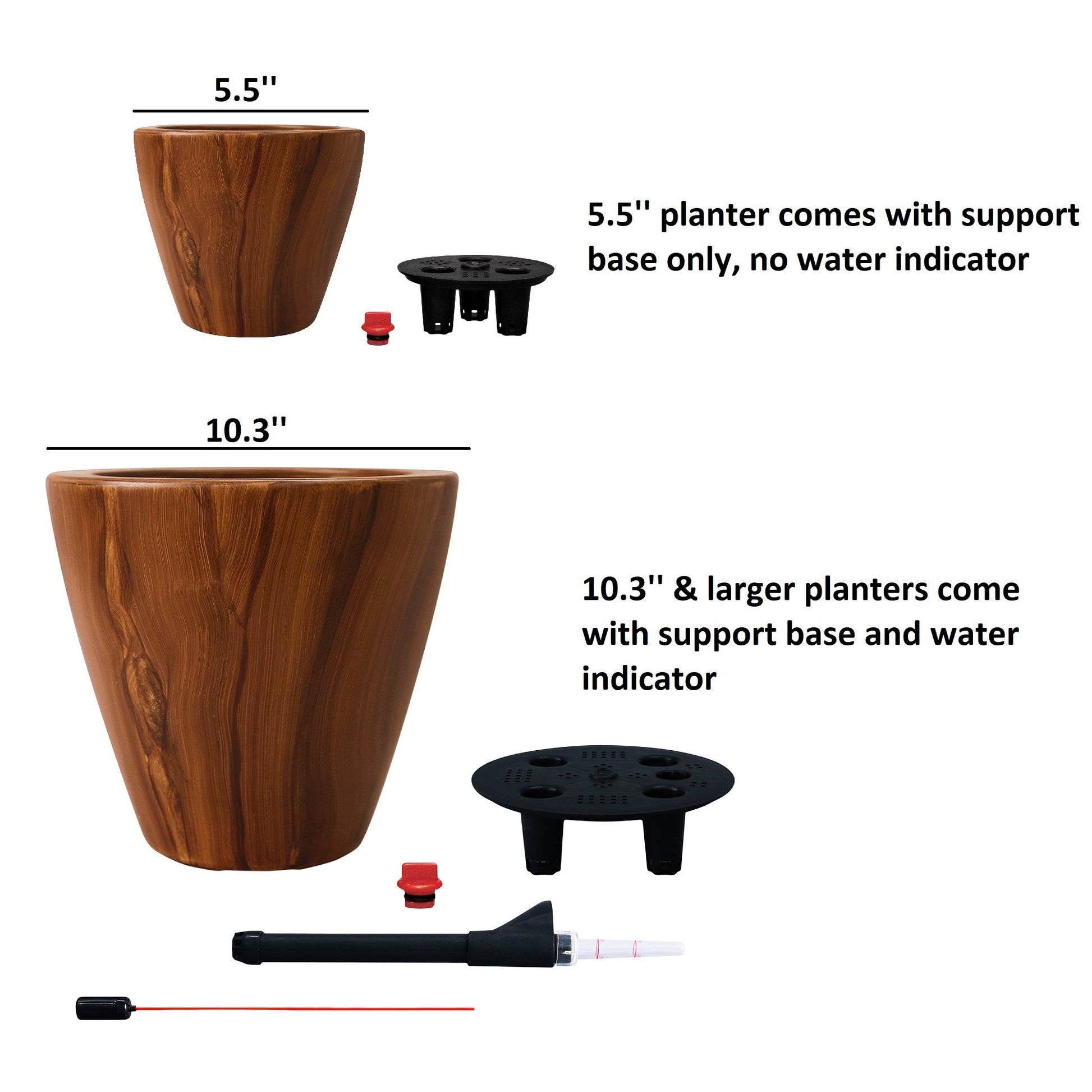 2 Pack 10 In.Dark Wood Plastic Self Watering Planter Pot Dark Brown Abs