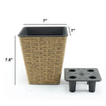 2 Pack Smart Self Watering Square Planter For Indoor And Outdoor Hand Woven Wicker Brown Brown Plastic Rattan