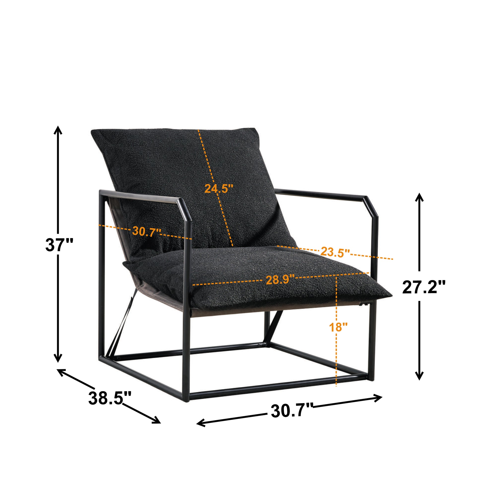 Accent Chair For Living Room Black Espresso Primary Living Space Modern Fiber Foam And Polyester Fiber Pad Fabric