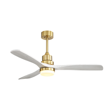 Indoor 52 Inch Ceiling Fan With Dimmable Led Light 6 Speed Remote Gold 3 Wood Blade Reversible Dc Motor For Living Room Gold Metal & Wood