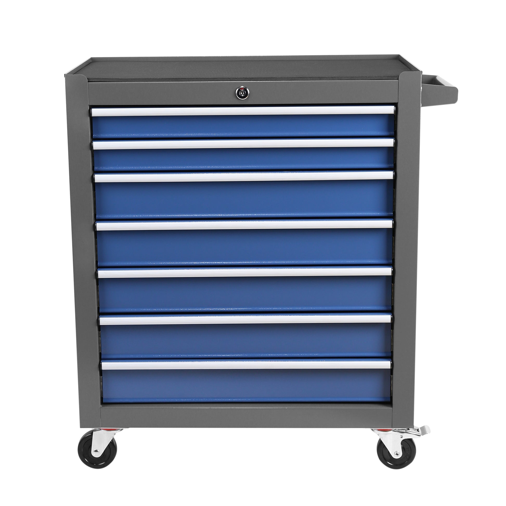 Rolling Tool Chest With 7 Drawer Tool Box With Wheels Multifunctional Tool Cart Mechanic Tool Storage Cabinet For Garage, Warehouse, Workshop, Repair Shop Blue Grey Steel
