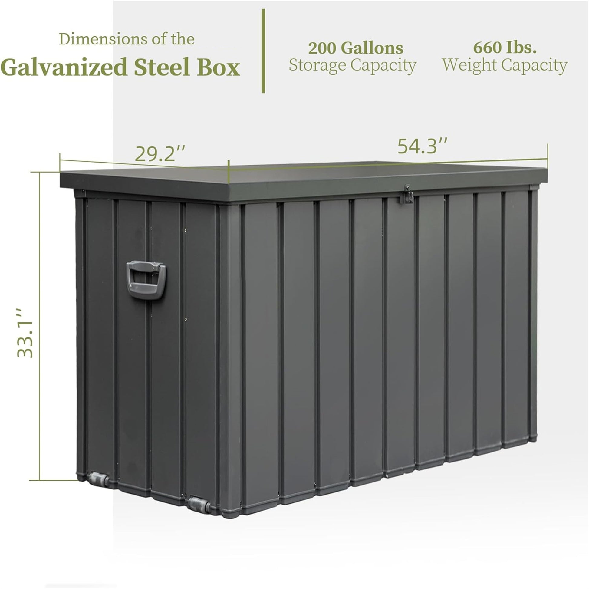 200 Gallon Outdoor Storage Deck Box Waterproof, Large Patio Storage Bi