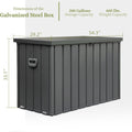 200 Gallon Outdoor Storage Deck Box Waterproof, Large dark gray-steel