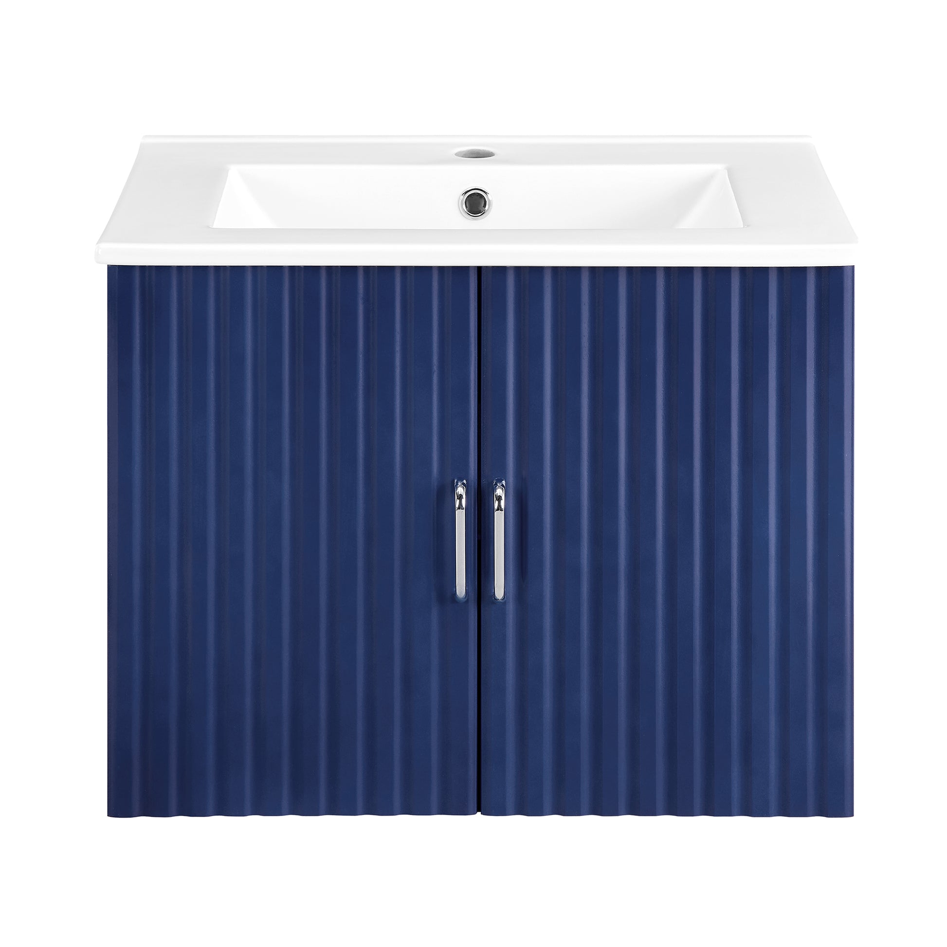 24" Floating Wall Mounted Bathroom Vanity with White blue-ceramic+mdf