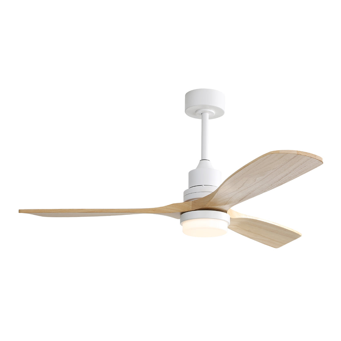 Indoor 52 Inch Ceiling Fan With Dimmable Led Light 6 white-metal & wood