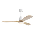 52 Inch Ceiling Fan With Dimmable Led Light 6 Speed Remote 3 Wood Blade Reversible Dc Motor For Bedroom White Metal & Wood