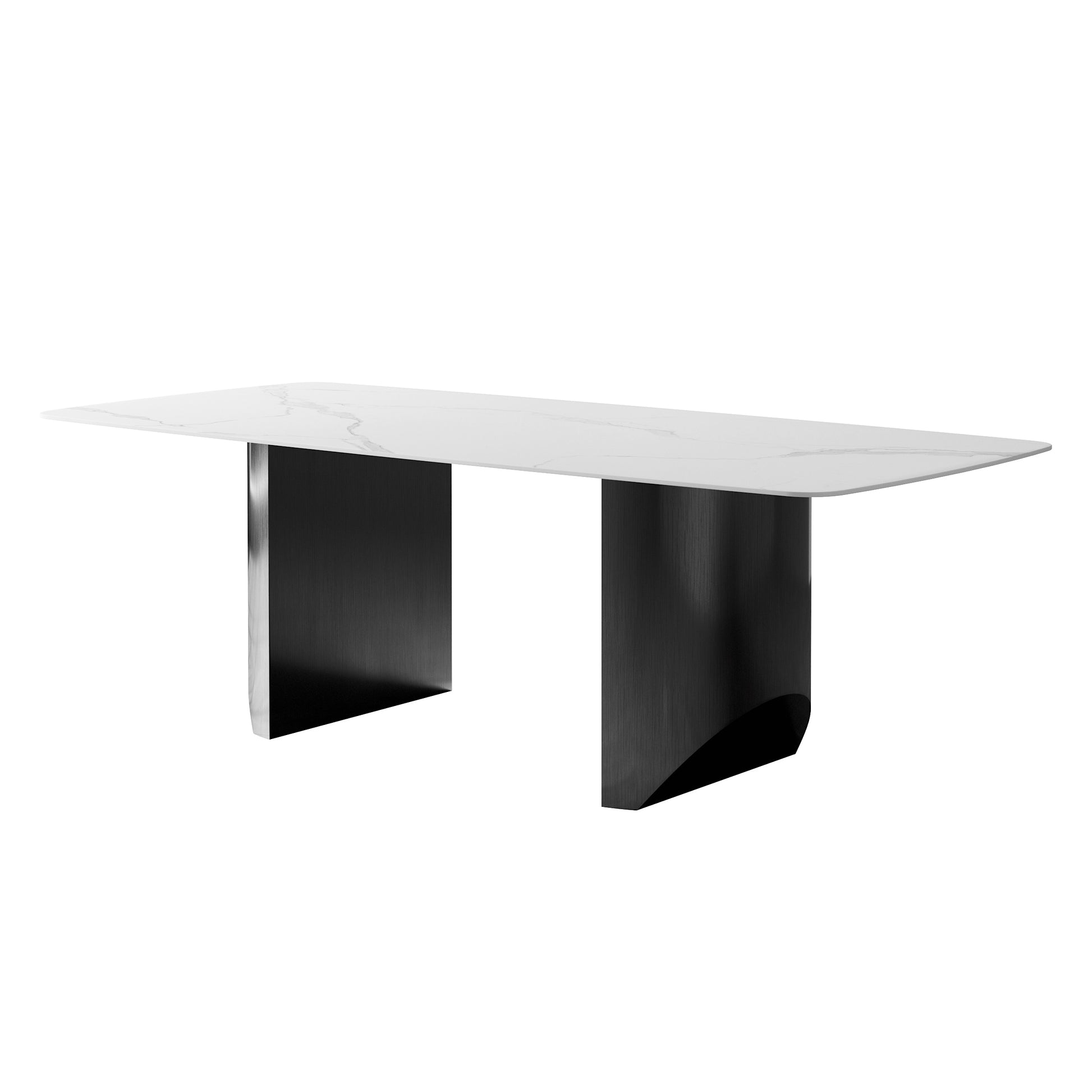 Black Titanium Stainless Steel Dining Table With Rock Plate Supports Up To 75.5 Kg Excluding Chairs White Stainless Steel