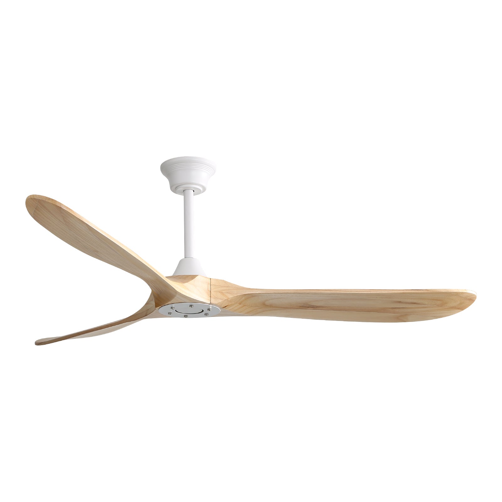 60 Inch Indoor Modern Ceiling Fan With 3 Color Dimmable 6 Speed Remote Control 3 Solid Wood Blade For Living Room White Metal & Wood