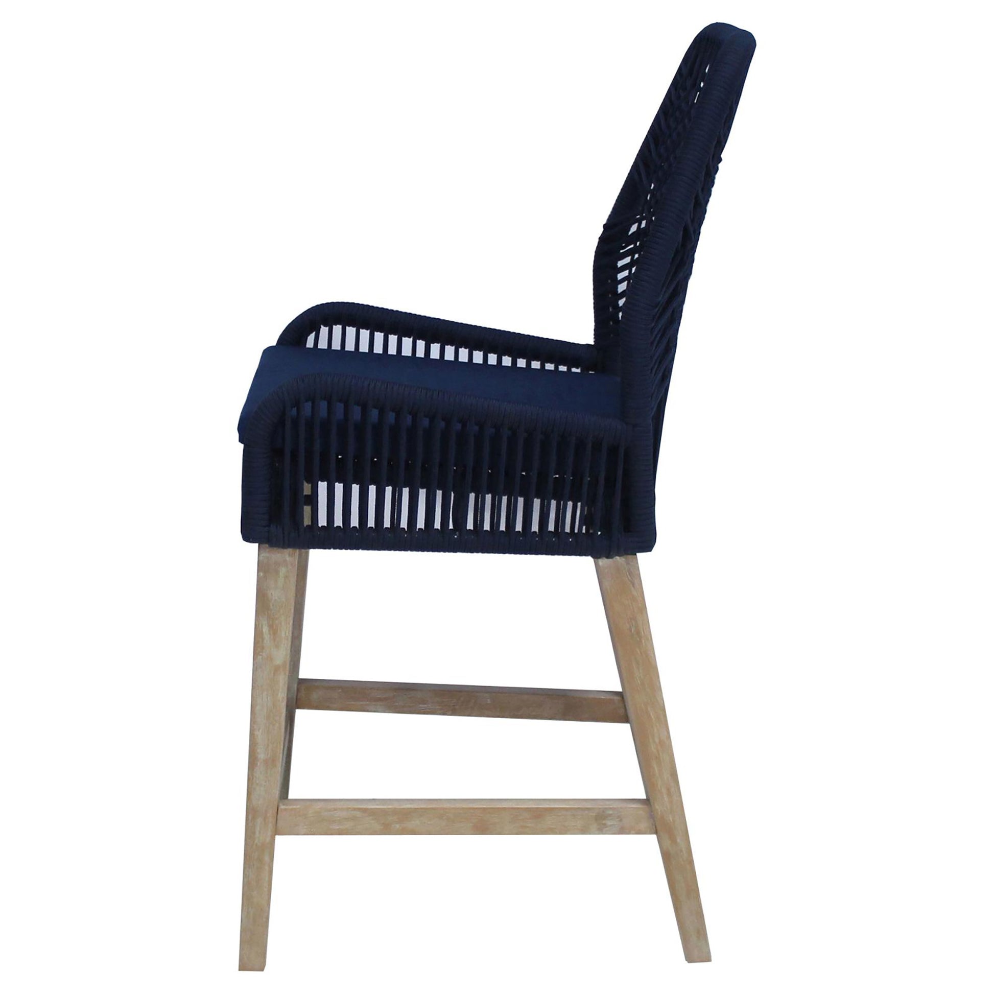 Dark Blue And Weathered Wash Counter Height Stools Set Of 2 Solid Blue Light Brown Dining Room Foam Wipe Clean Coastal Dining Chairs Mahogany Open Back Woven Rope