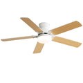 Energy Saving 42 Inch Ceiling Fan 5 Blades Noiseless Reversible Dc Motor Remote Control With Led Light White Mdf