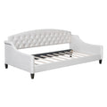 Modern Luxury Tufted Button Daybed,Twin,Beige Box Spring Not Required Twin Beige Wood Velvet Upholstered