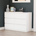 6 Drawer Double Dresser For Bedroom Living Room Hallway,White White Particle Board Mdf