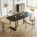 Carbon Steel Dining Table With Lauren Black Gold Stone Surface Supports Up To 74 Kg Black Gold Carbon Steel