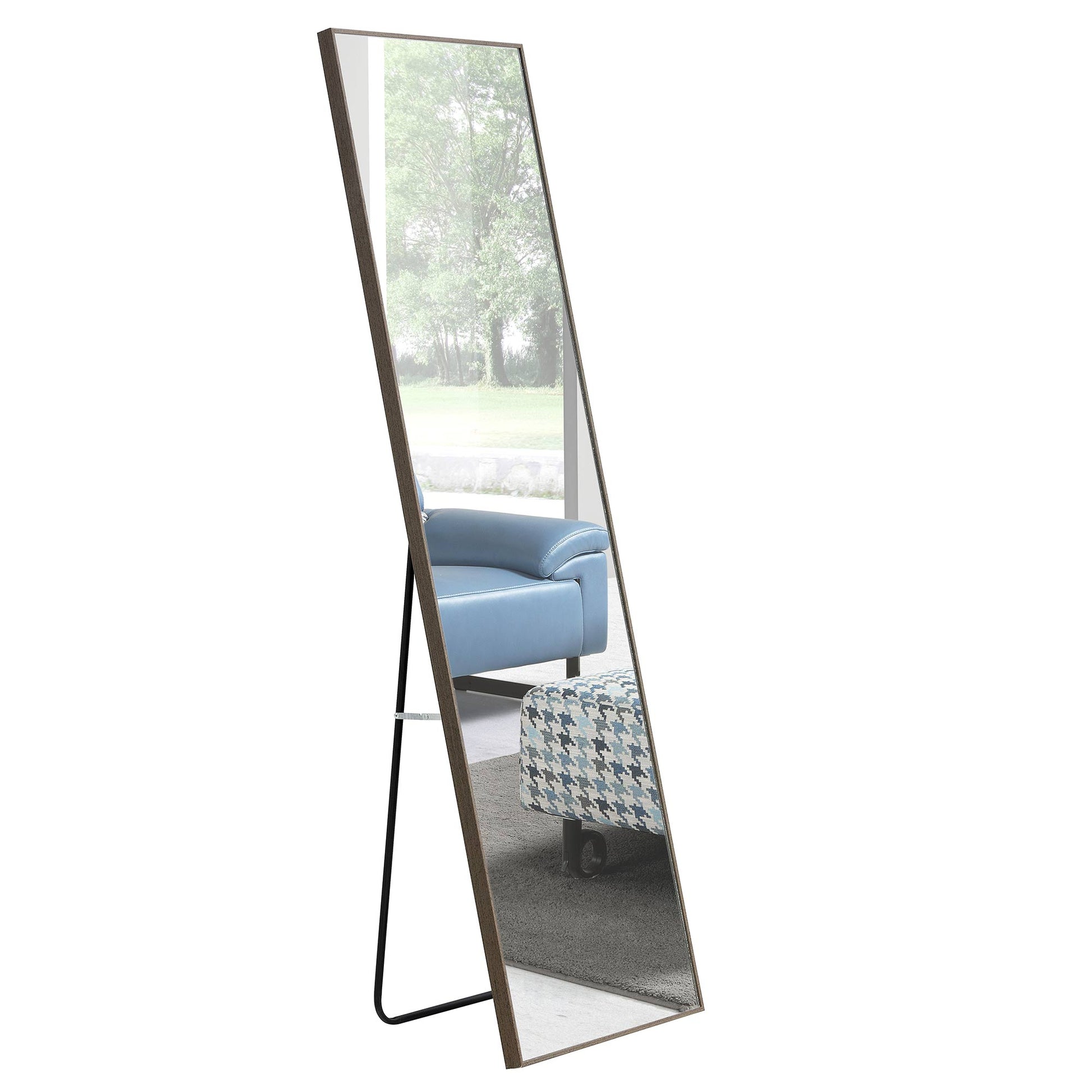 3Rd Generation Grey Solid Wood Frame Full Length Mirror, Dressing Mirror, Bedroom Home Porch, Decorative Mirror, Clothing Store, Floor Mounted Large Mirror, Wall Mounted.65"*23" Grey Glass