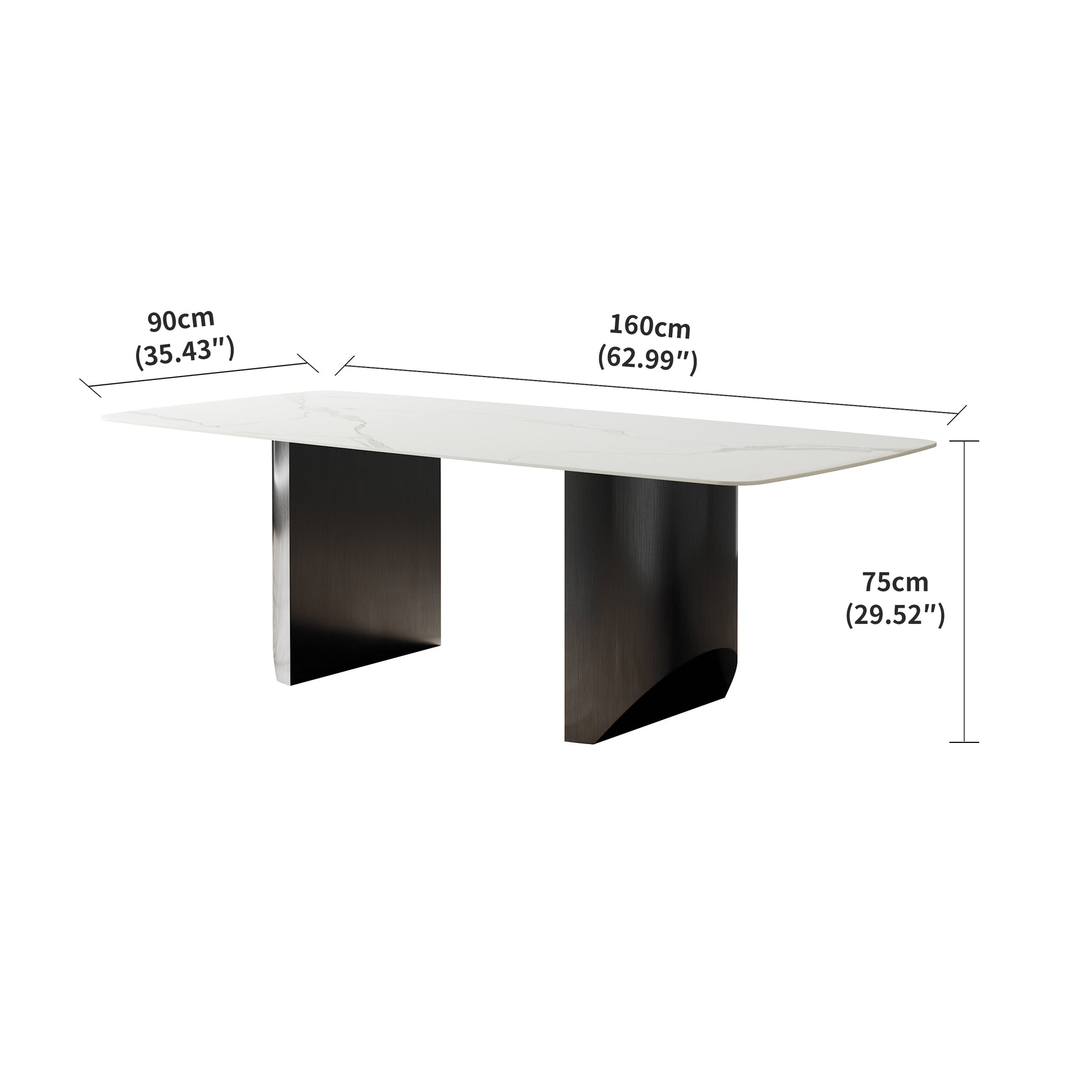 Black Titanium Stainless Steel Dining Table With Rock Plate Supports Up To 75.5 Kg Excluding Chairs White Stainless Steel