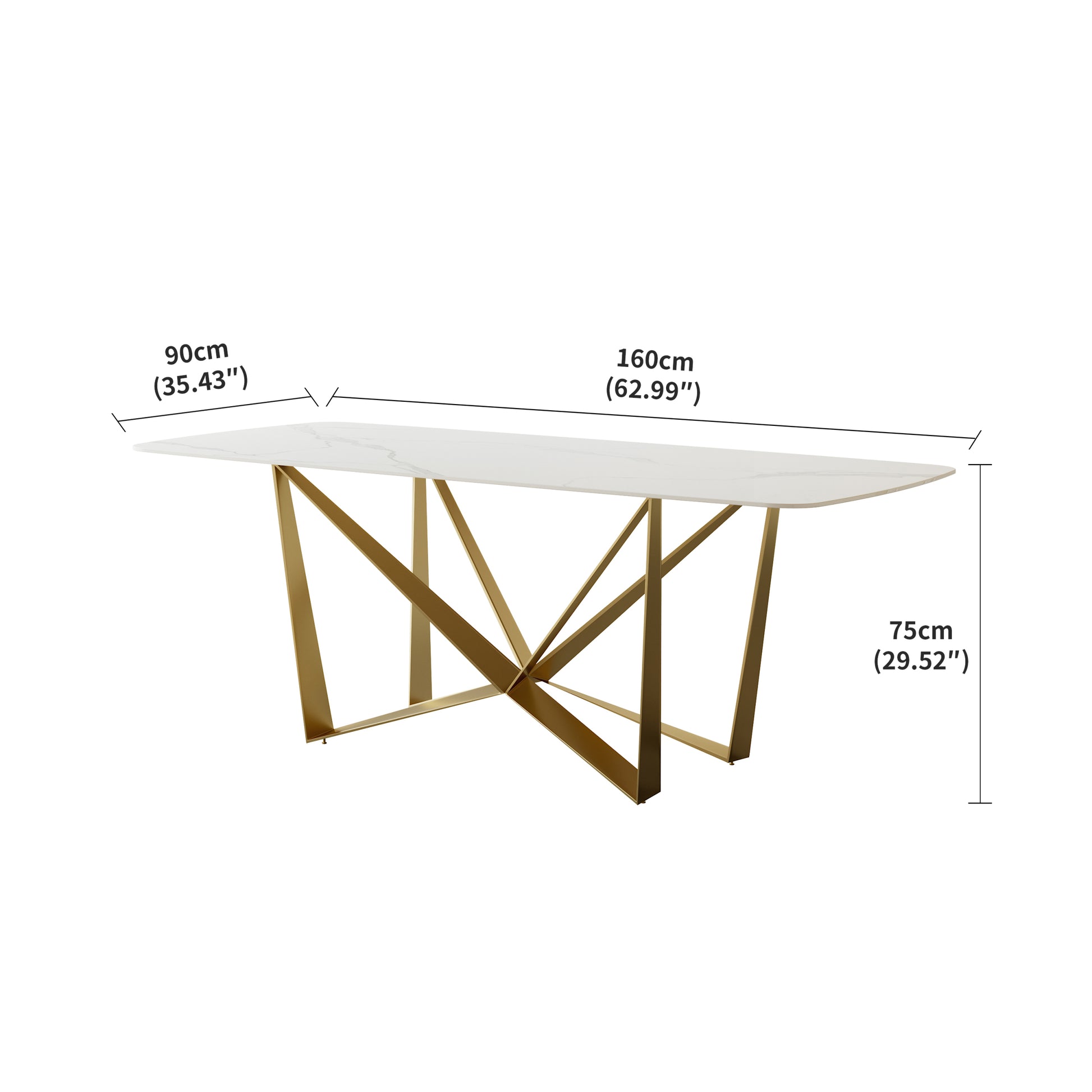 Titanium Gold Stainless Steel Dining Table With Polished Snow Mountain Stone Surface Supports Up To 91.5 Kg White Stainless Steel