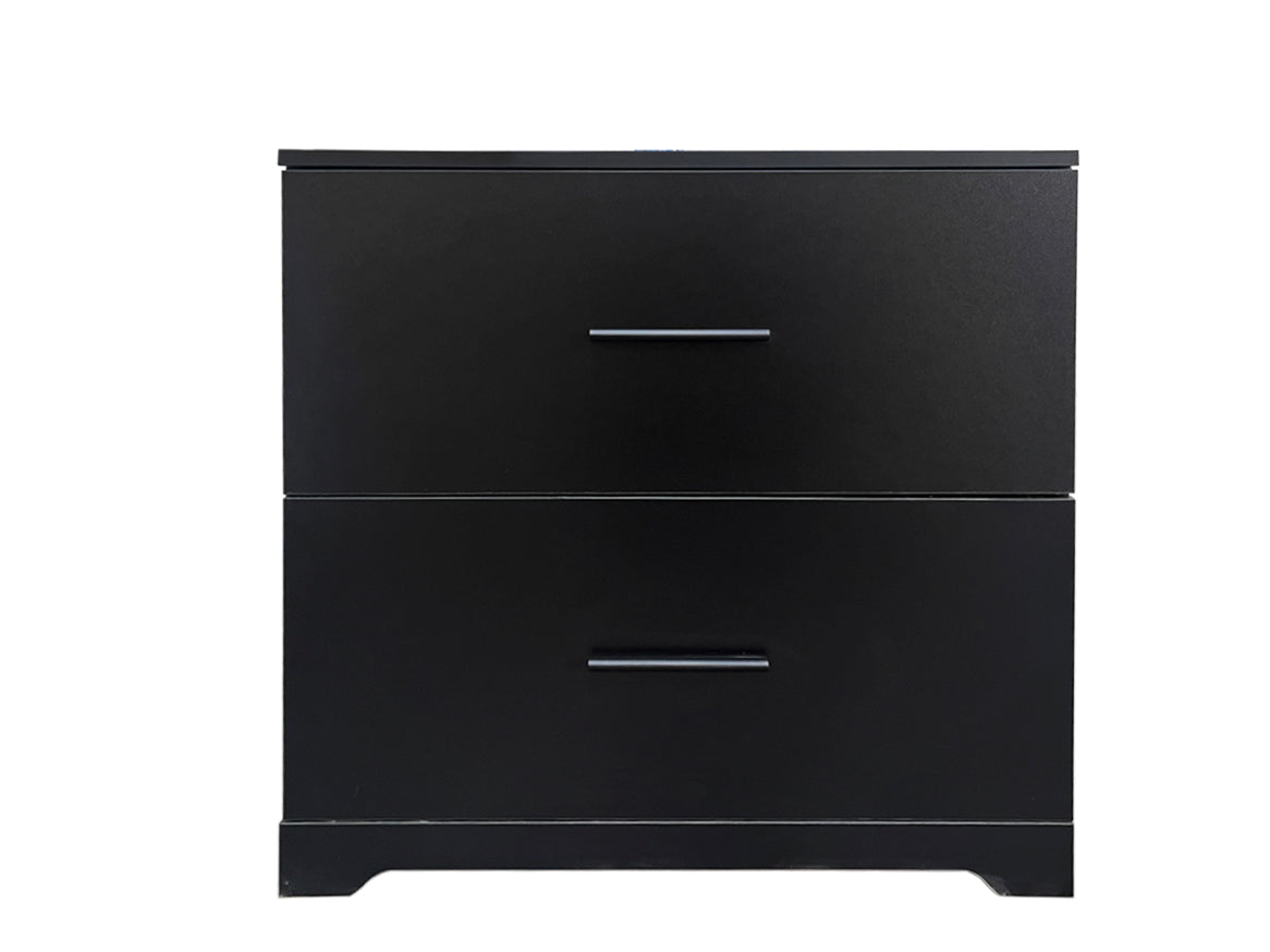 2 Drawer Lateral Filing Cabinet,Storage Filing Cabinet For Home Office, Black Black Particle Board