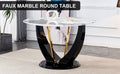 Modern Minimalist Circular Glass Tabletop With A Diameter Of 48 Inches, Paired With Black Mdf Legs. Suitable For Restaurants And Living Rooms. White Mdf Glass