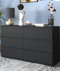 6 Drawer Double Dresser For Bedroom Living Room Hallway,Black Black Particle Board