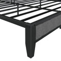 Queen Size Bed Frame With Charging Station, Upholstered Headboard, Metal Platform, Grey Box Spring Not Required Queen Light Gray Metal Bedroom American Design Bed Frame Linen Metal