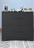 2 Drawer Lateral Filing Cabinet,Storage Filing Cabinet For Home Office, Black Black Particle Board