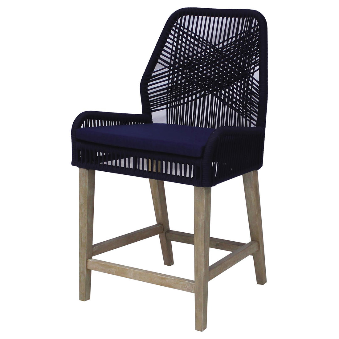 Dark Blue And Weathered Wash Counter Height Stools Set Of 2 Solid Blue Light Brown Dining Room Foam Wipe Clean Coastal Dining Chairs Mahogany Open Back Woven Rope