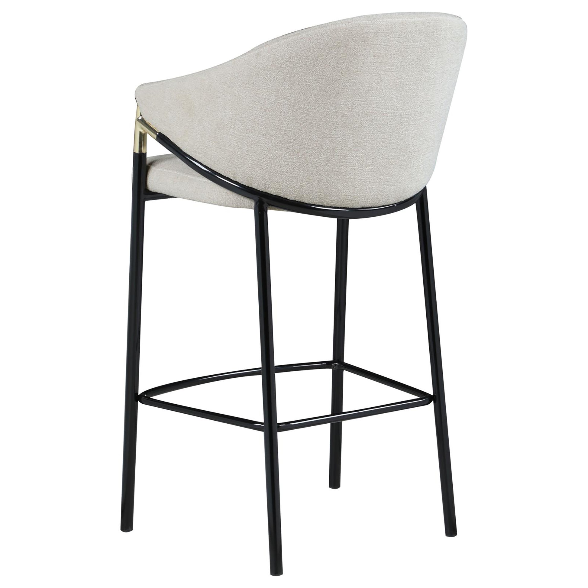 Beige And Glossy Black Sloped Arm Bar Stools Set Of 2 Solid Beige Dining Room Foam Spot Clean Contemporary,Modern Bar Stools Solid Back Set Of 2 Foam Fabric