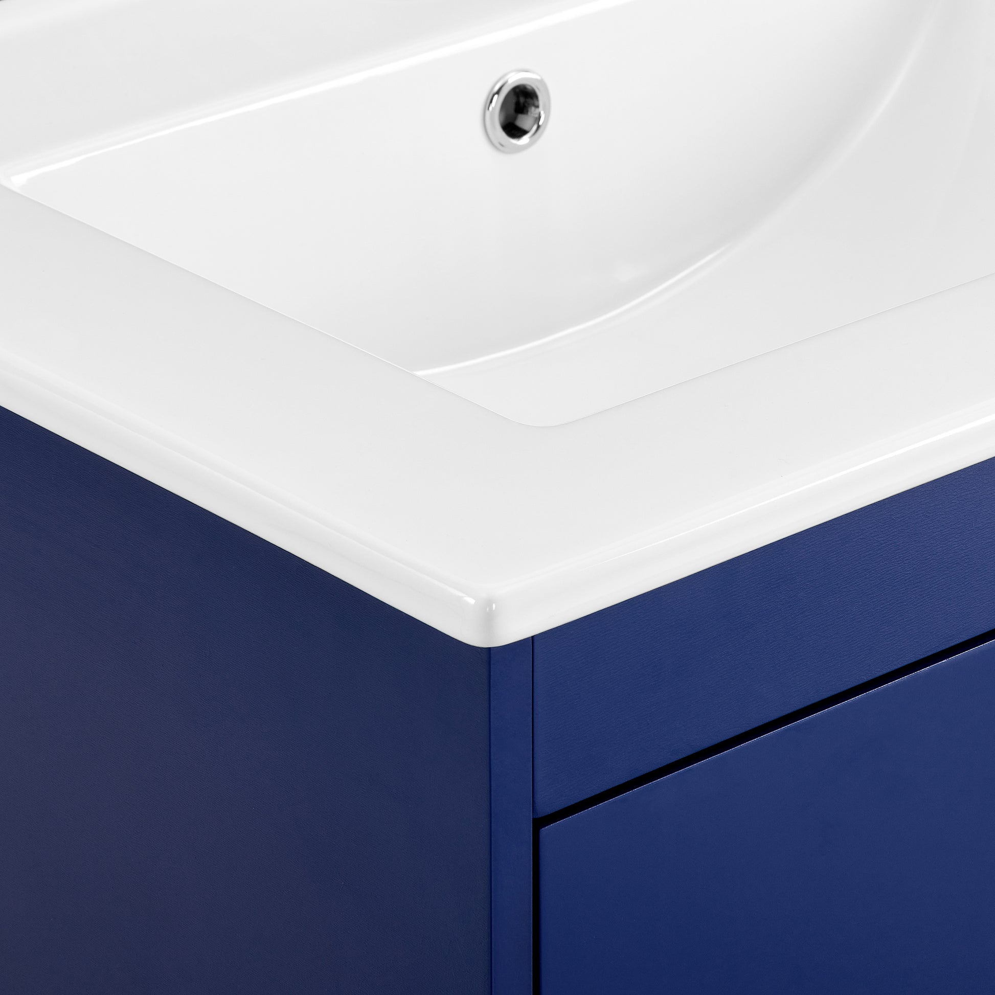 24" Floating Wall Mounted Bathroom Vanity With White Ceramic Sink And Drawer Storage Blue Wall Mounted Ceramic Mdf