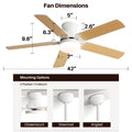 Energy Saving 42 Inch Ceiling Fan 5 Blades Noiseless Reversible Dc Motor Remote Control With Led Light White Mdf