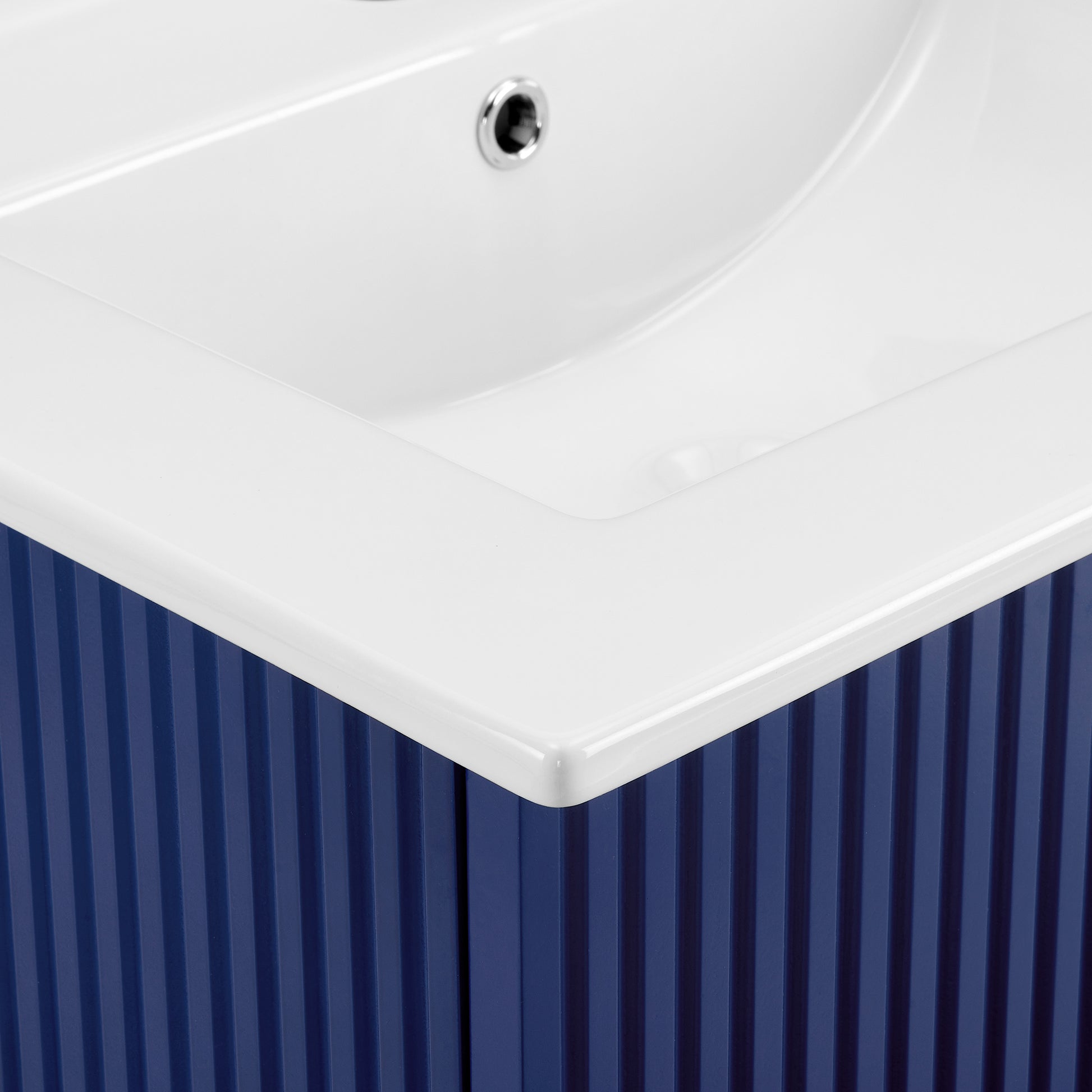 24" Floating Wall Mounted Bathroom Vanity with White blue-ceramic+mdf