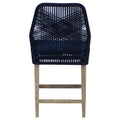 Dark Blue And Weathered Wash Counter Height Stools Set Of 2 Solid Blue Light Brown Dining Room Foam Wipe Clean Coastal Dining Chairs Mahogany Open Back Woven Rope
