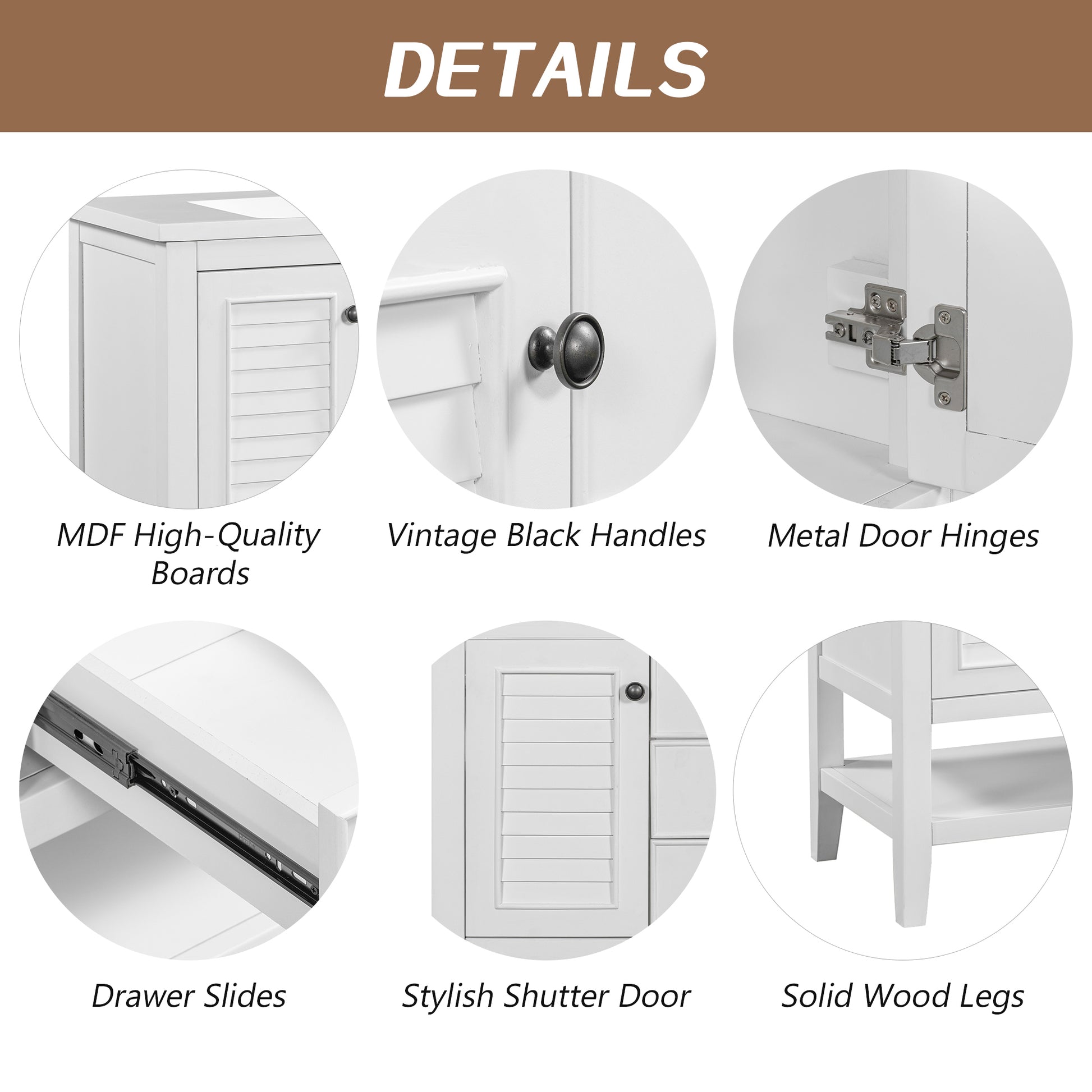 36" Bathroom Vanity Without Sink, Cabinet Base Only, Two Cabinets And Drawers, Open Shelf, Solid Wood Frame, White White Solid Wood Mdf