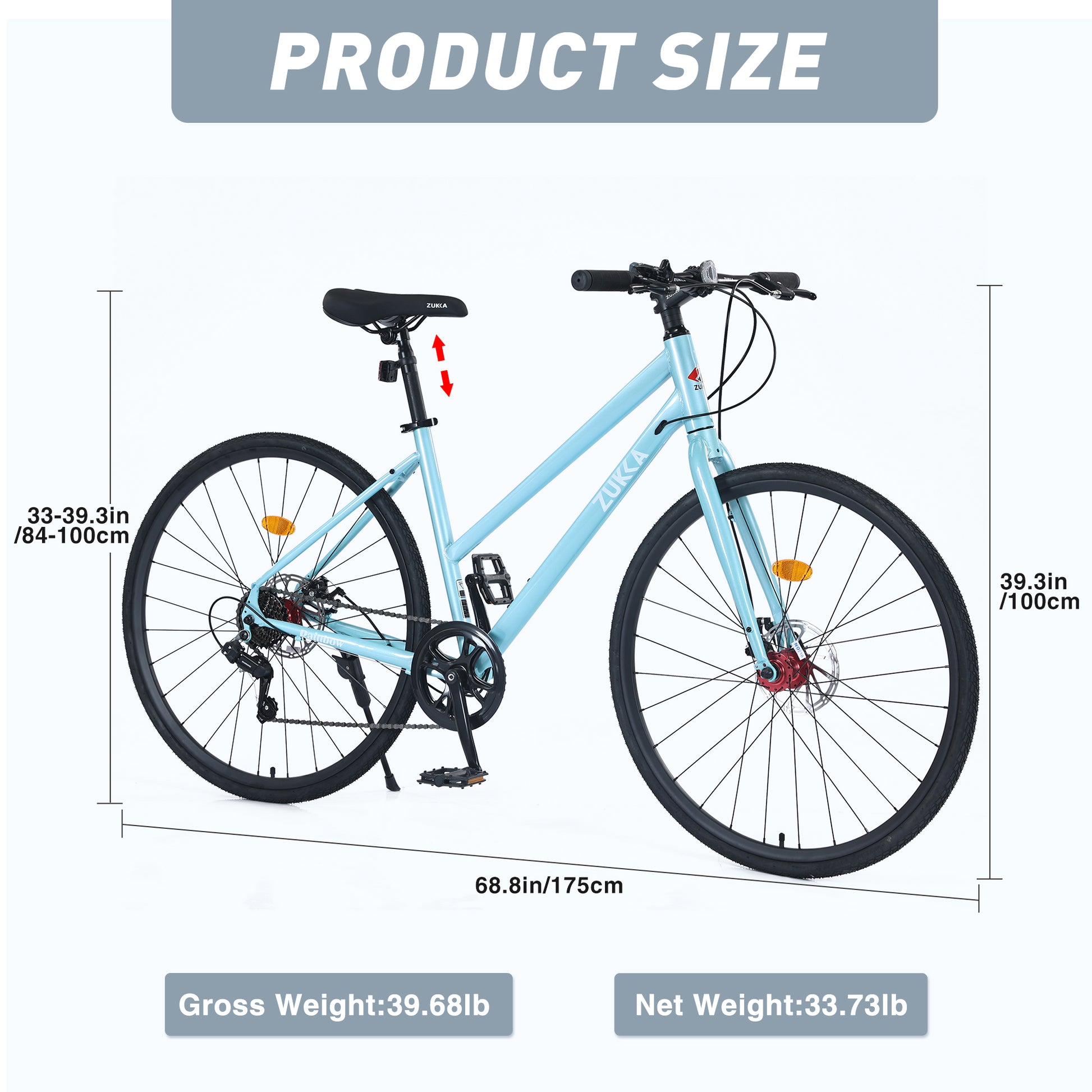 7 Speed Hybrid Bike Disc Brake 700C Road Bike For Men Women'S City Bicycle Cycling Light Blue Garden & Outdoor Carbon Steel