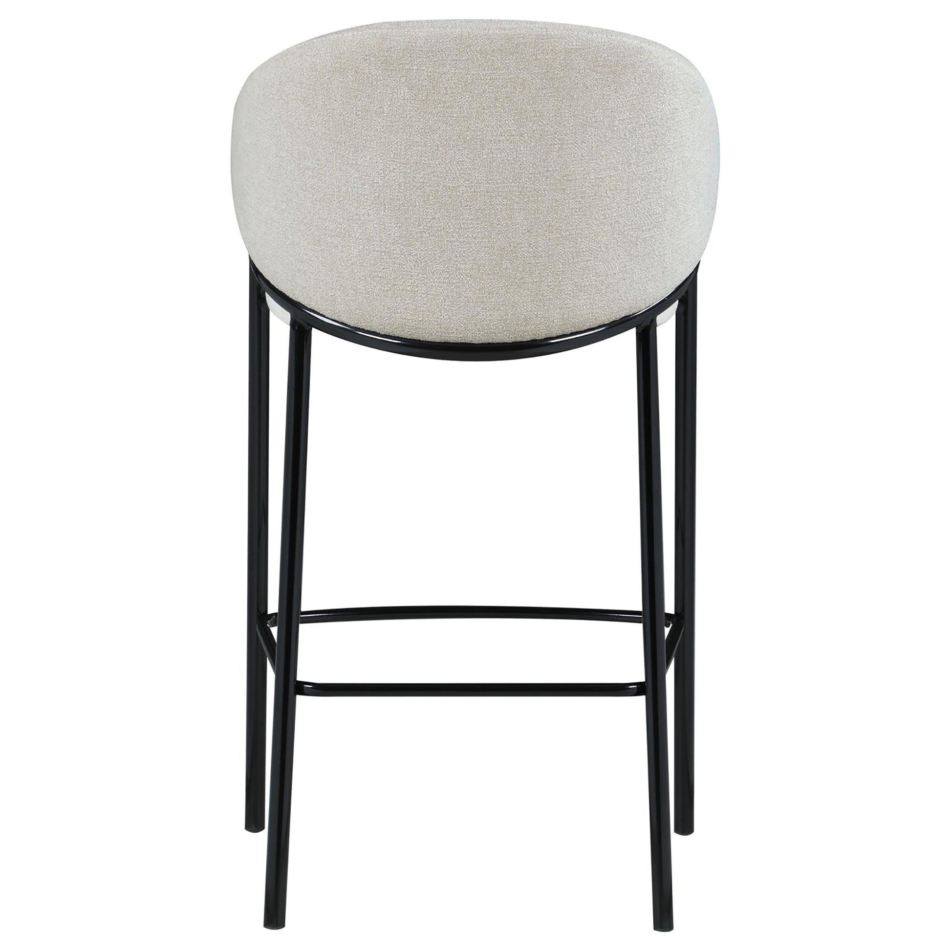 Beige And Glossy Black Sloped Arm Bar Stools Set Of 2 Solid Beige Dining Room Foam Spot Clean Contemporary,Modern Bar Stools Solid Back Set Of 2 Foam Fabric