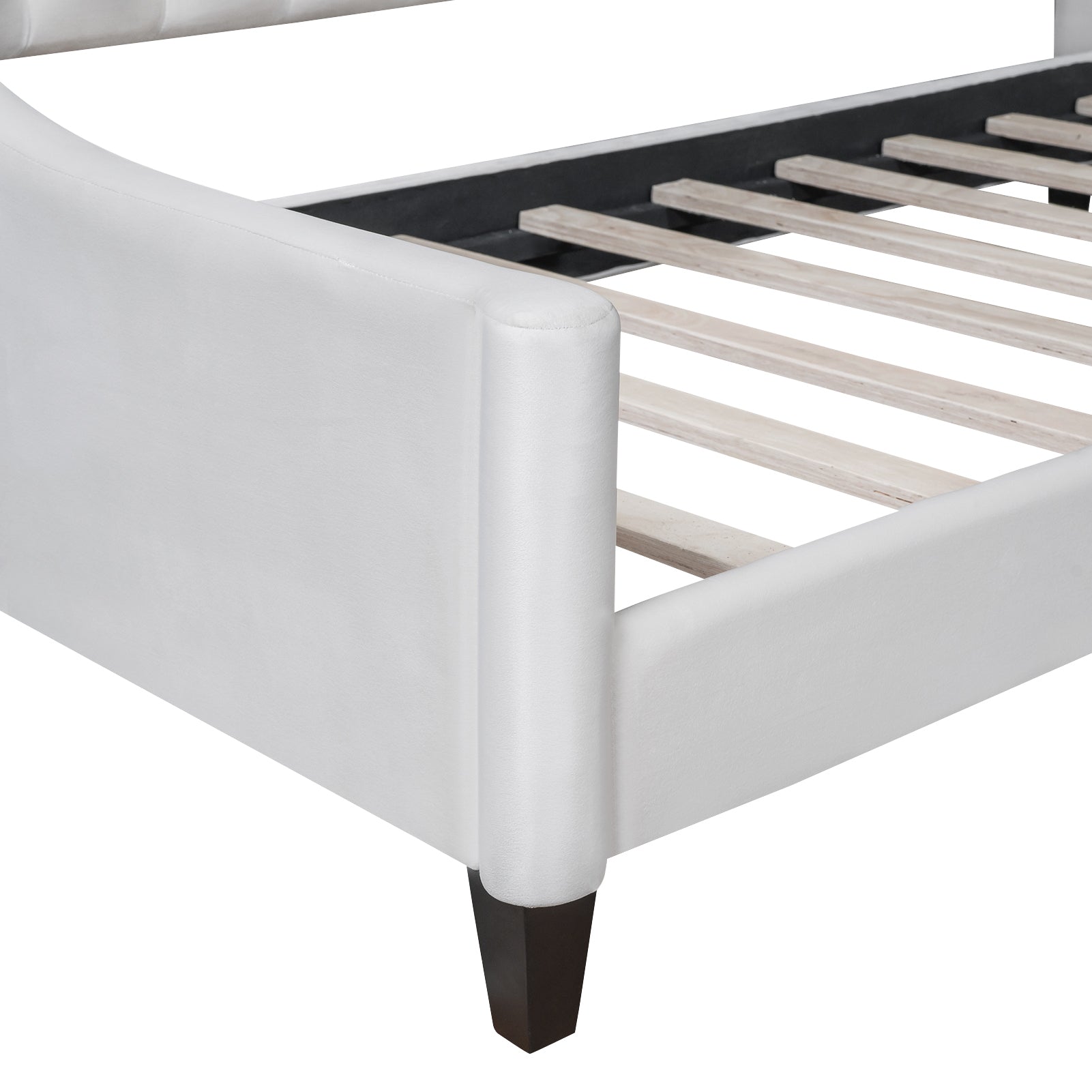 Modern Luxury Tufted Button Daybed,Twin,Beige Box Spring Not Required Twin Beige Wood Velvet Upholstered