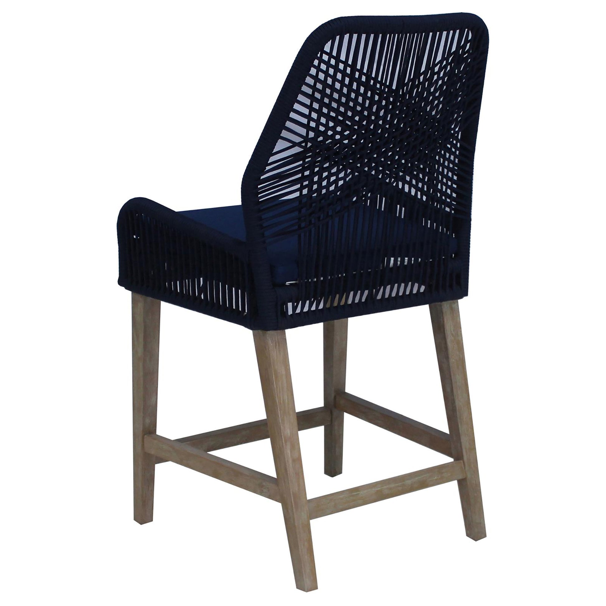 Dark Blue And Weathered Wash Counter Height Stools Set Of 2 Solid Blue Light Brown Dining Room Foam Wipe Clean Coastal Dining Chairs Mahogany Open Back Woven Rope
